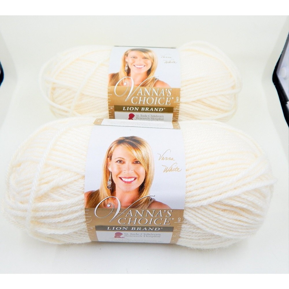 Lion Brand Vanna’s Choice Yarn Fisherman Blanc Acrylic 3.5 oz Lot of 2 Skeins